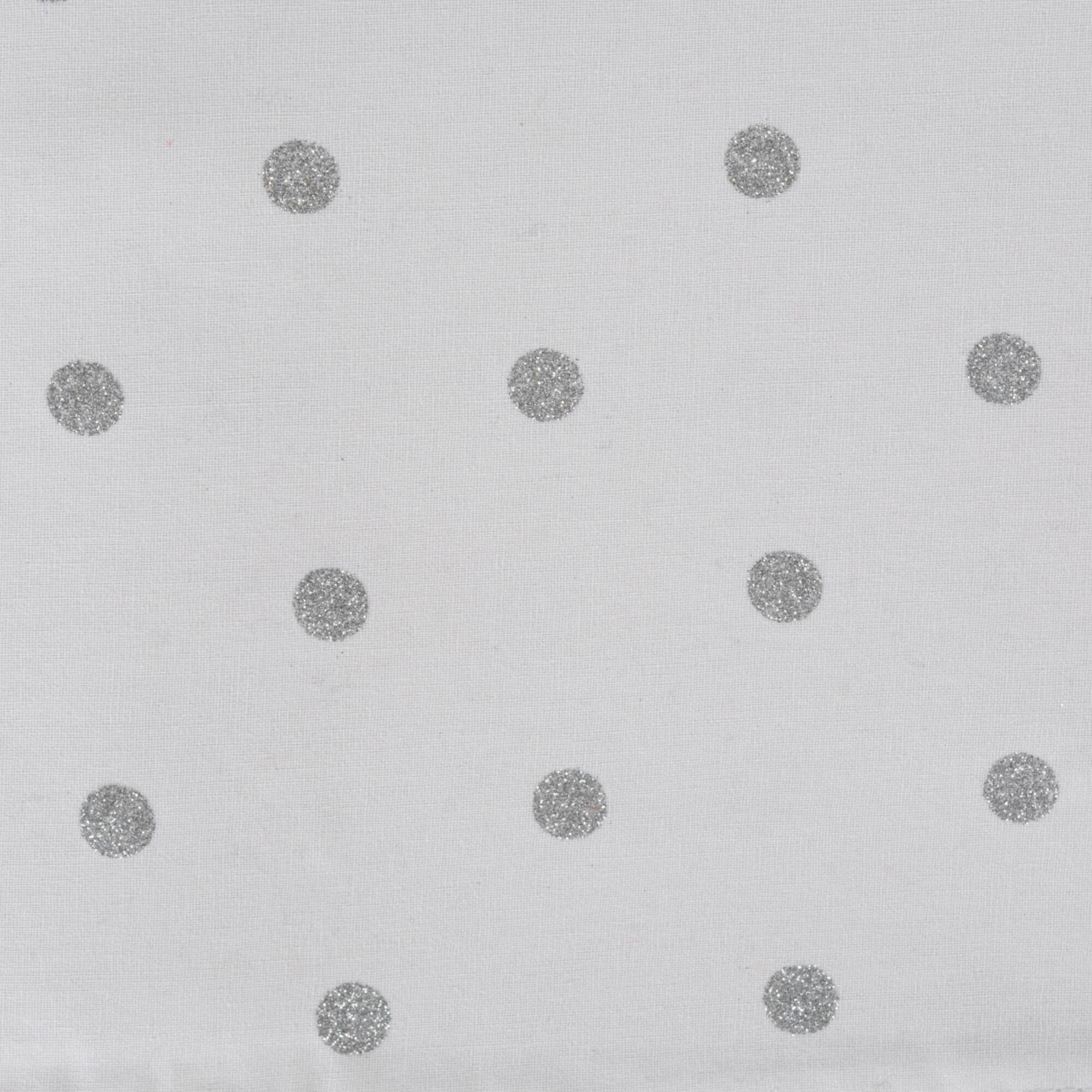 Metallic White/Silver Reversible Polka Dot Table Runner 13" x 72"